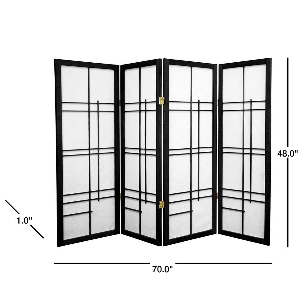 Oriental Furniture 4 ft. Black 4-Panel Room Divider-CLEUDES-BLK - The ...