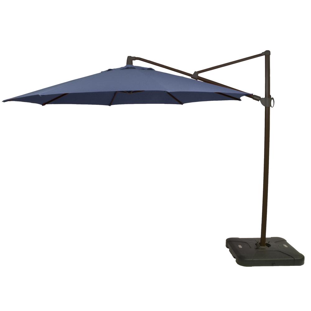 Hampton Bay 11 Ft Aluminum Cantilever Tilt Patio Umbrella In Cushionguard Sky With Black Pole 9119 01523400 The Home Depot