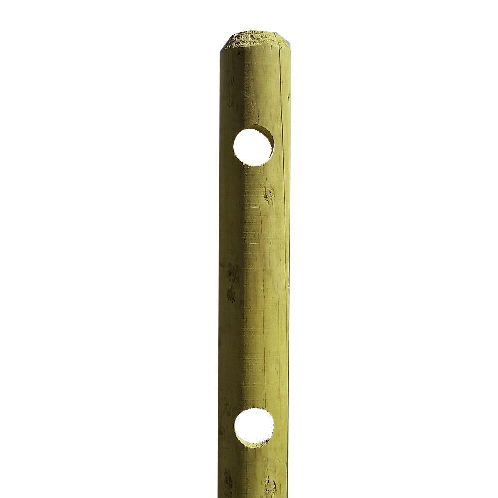 3 in. x 6 in. x 7 ft. PressureTreated Pine 3Hole Fence Line Post