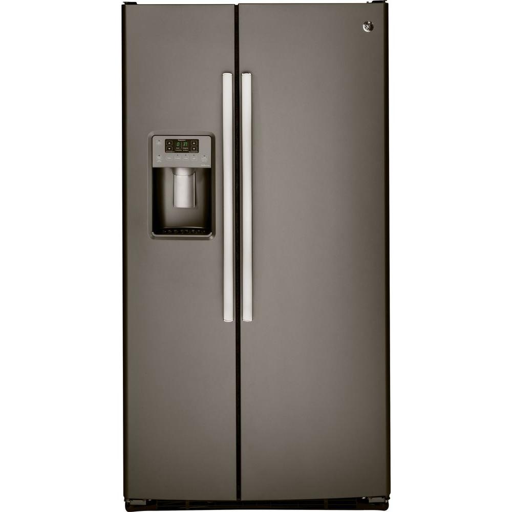 GE Adora 25 4 Cu Ft Side By Side Refrigerator In Slate DSE25JMHES   Slate Door Dark Gray Case Ge Side By Side Refrigerators Dse25jmhes 64 1000 