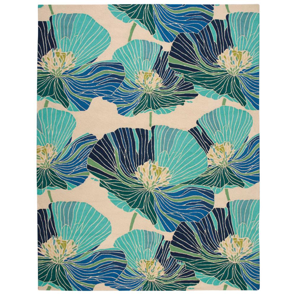 Nourison Fantasy Ivory Aqua 8 Ft X 11 Area Rug 217608 The Fantasy Ivory Aqua 8 Ft X 11 Area Rug