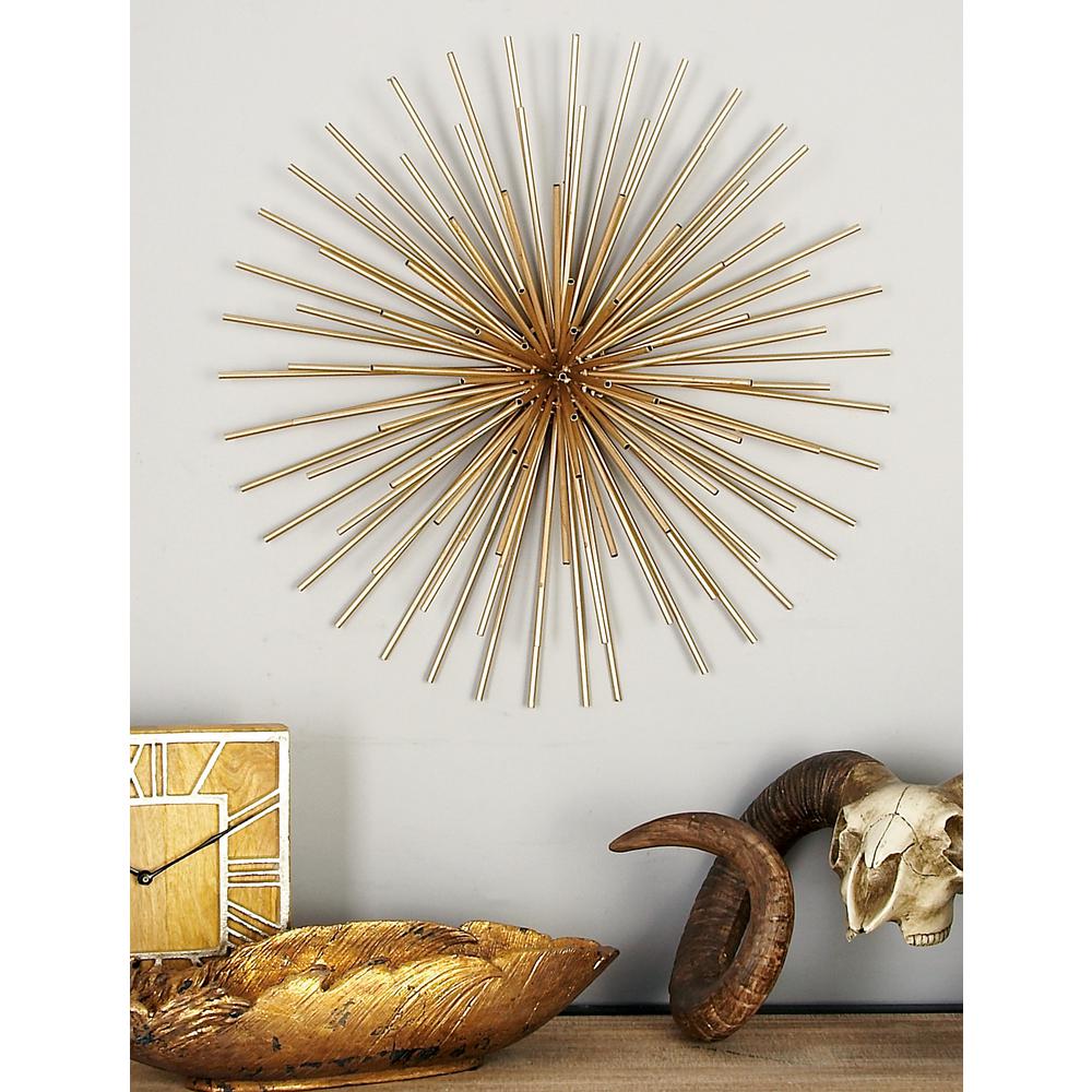 Litton Lane Iron Metallic Gold Round Spiked Wall Decor (Set of 3)-44562