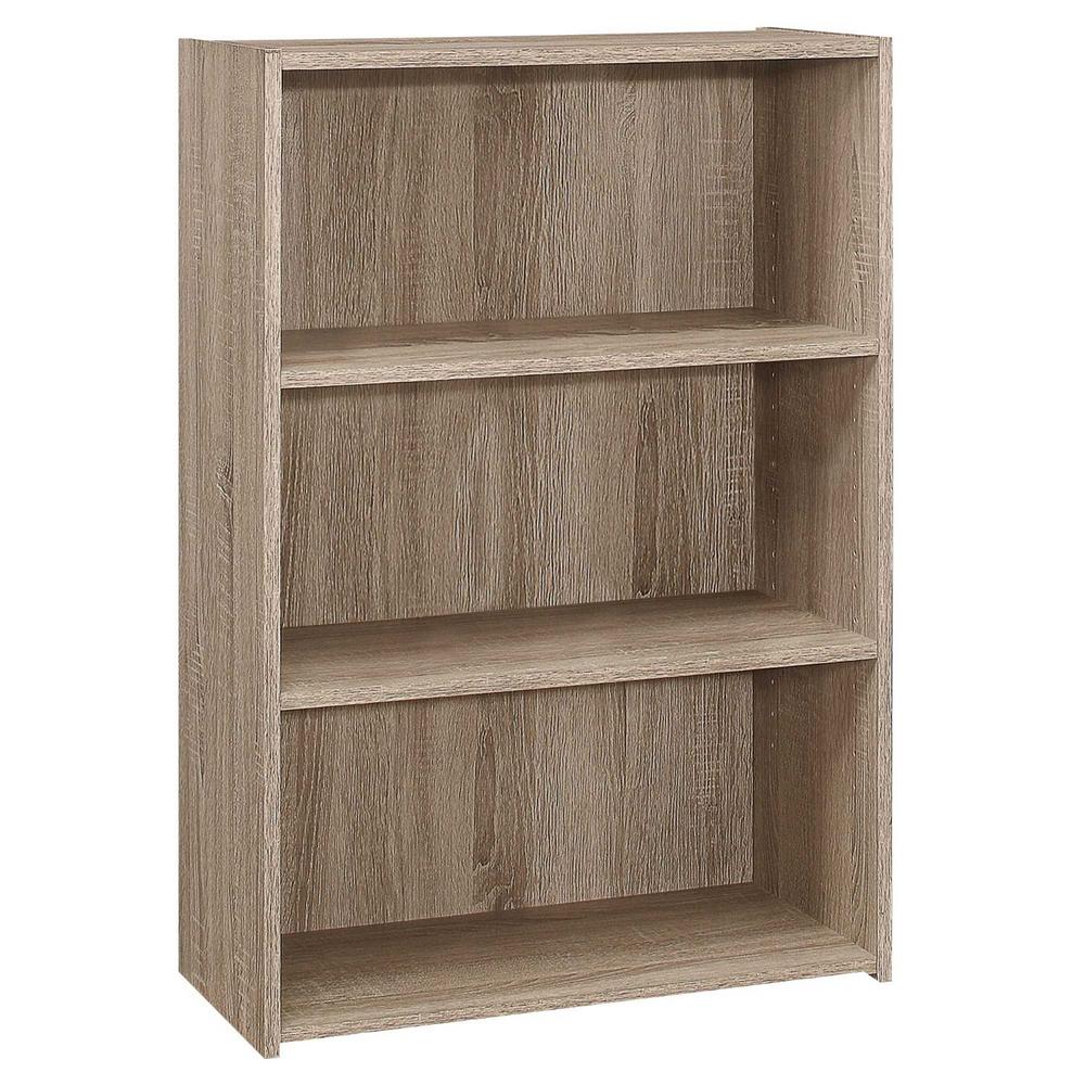 HomeRoots Jasmine 35.5 in. Dark Taupe Reclaimed Wood-Look 3-Shelf ...