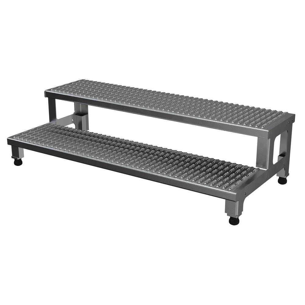 Vestil 48 inch x 23 inch 2-Step Adjustable Aluminum Step Mate Stand by Vestil