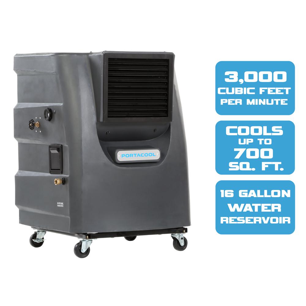 Portacool Cyclone 130 3000 Cfm 2 Sd Portable Evaporative Cooler Portacool Cyclone 130 3000 Cfm 2 Sd Portable Evaporative Cooler For 700 Sq Ft Paccy130ga1 The Home Depot