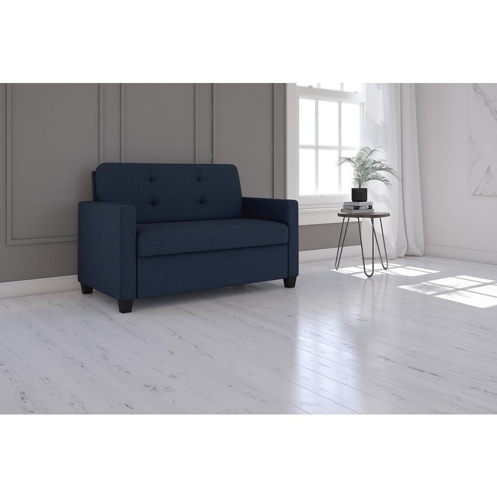 Signature Sleep Donna Twin Size Blue Linen Sleeper Sofa De57361