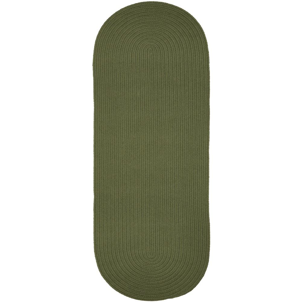 Texturized Solid Olive Poly 2 ft. x 6 ft. Braided Runner Rug ...