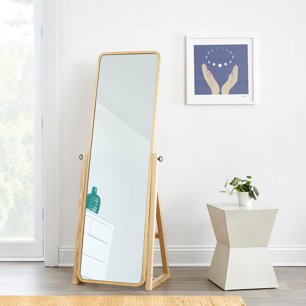 Stylewell Stylewell Natural Finish Standing Mirror With Curved