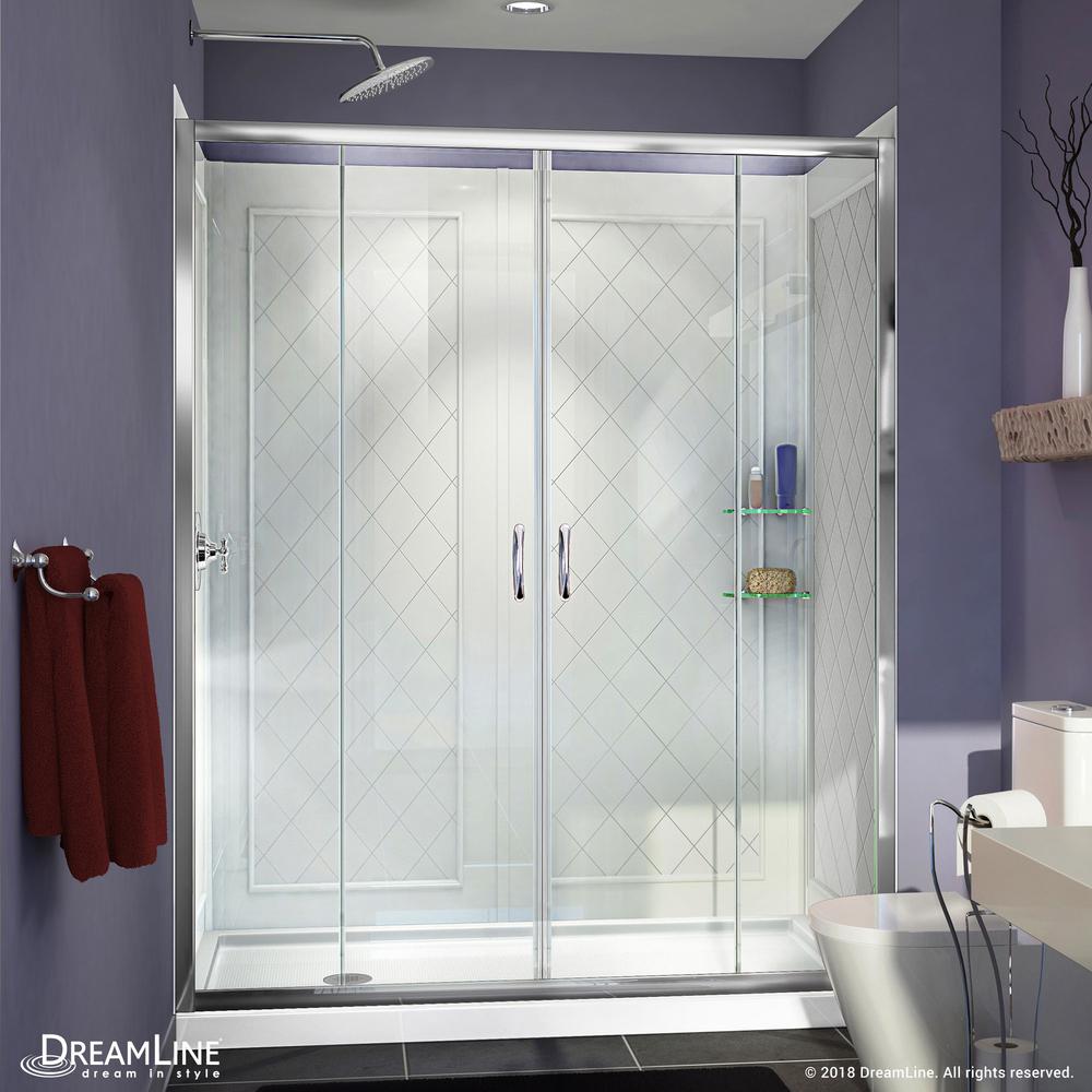 DreamLine Visions 32 in. x 60 in. x 76.75 in. SemiFrameless Sliding