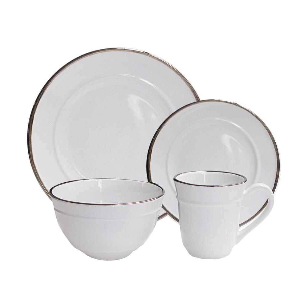 Elle Decor 16 Piece White Lucienne Dinnerware Set 6924 16wh Rb