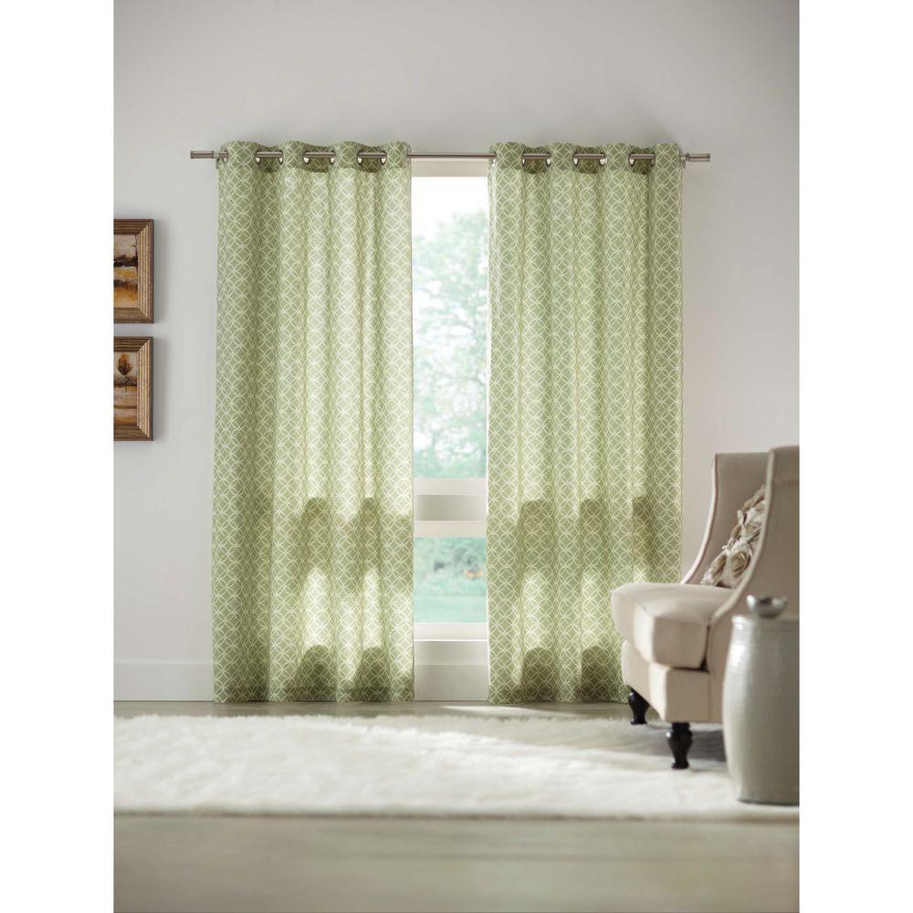 Home Decorators Collection SemiOpaque Green Grommet Curtain 52 in. W