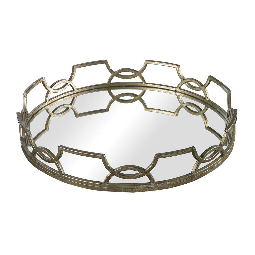 Titan Lighting Iron Scroll 16 In X 3 Round Mirrored Decorative Titan Lighting Iron Scroll 16 In X 3 Round Mirrored Decorative Tray