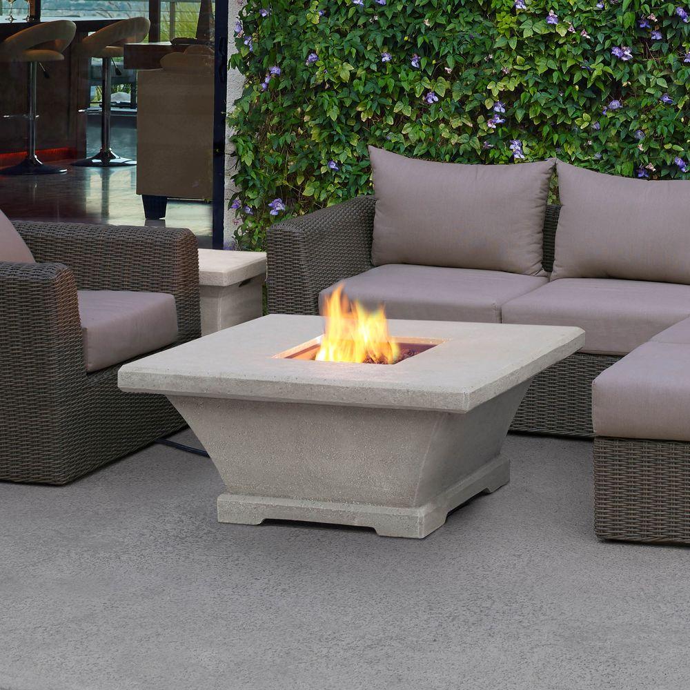 Real Flame Monaco 42 In Fiber Concret Square Propane Gas Fire Pit