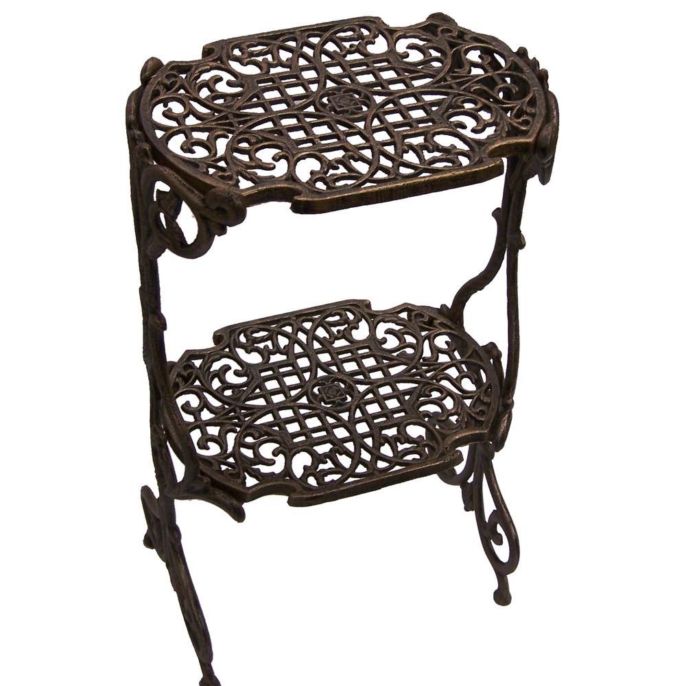 Oakland Living Plant Stand Outdoors The Home Depot Metal 2 Level Plant Stand