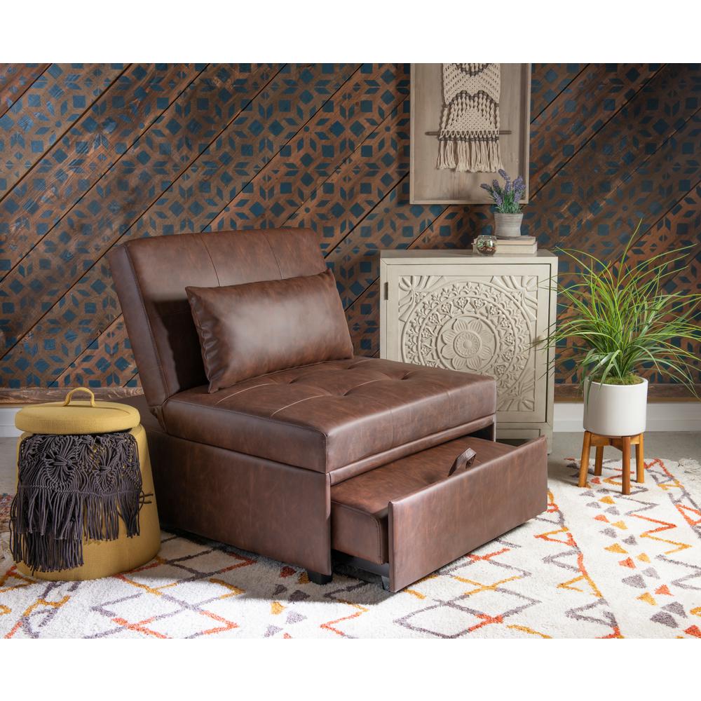Powell 43.8 in. Chestnut Brown FauxLeather Twin Sleeper Sofa Bed
