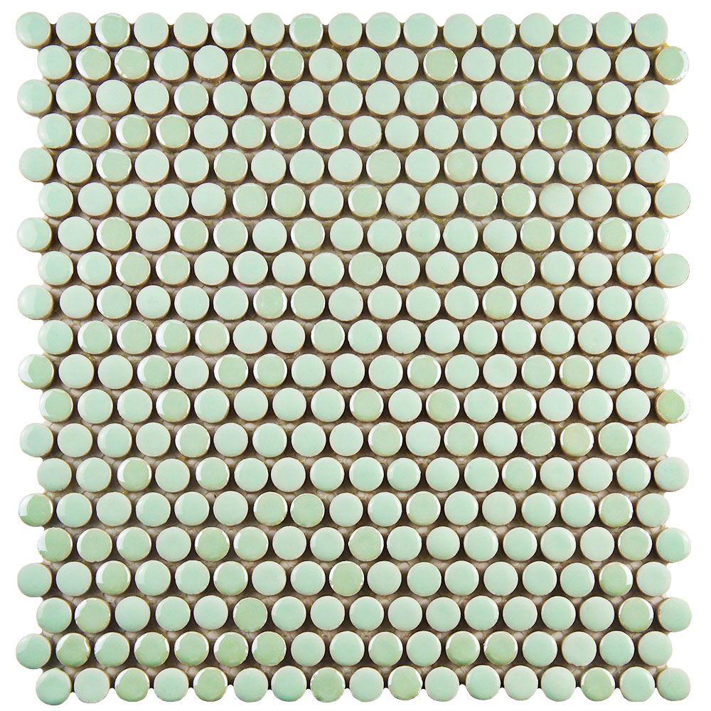 Merola Tile Galaxy Penny Round Mint 11-1/4 in. x 11-3/4 in. x 9 mm ...