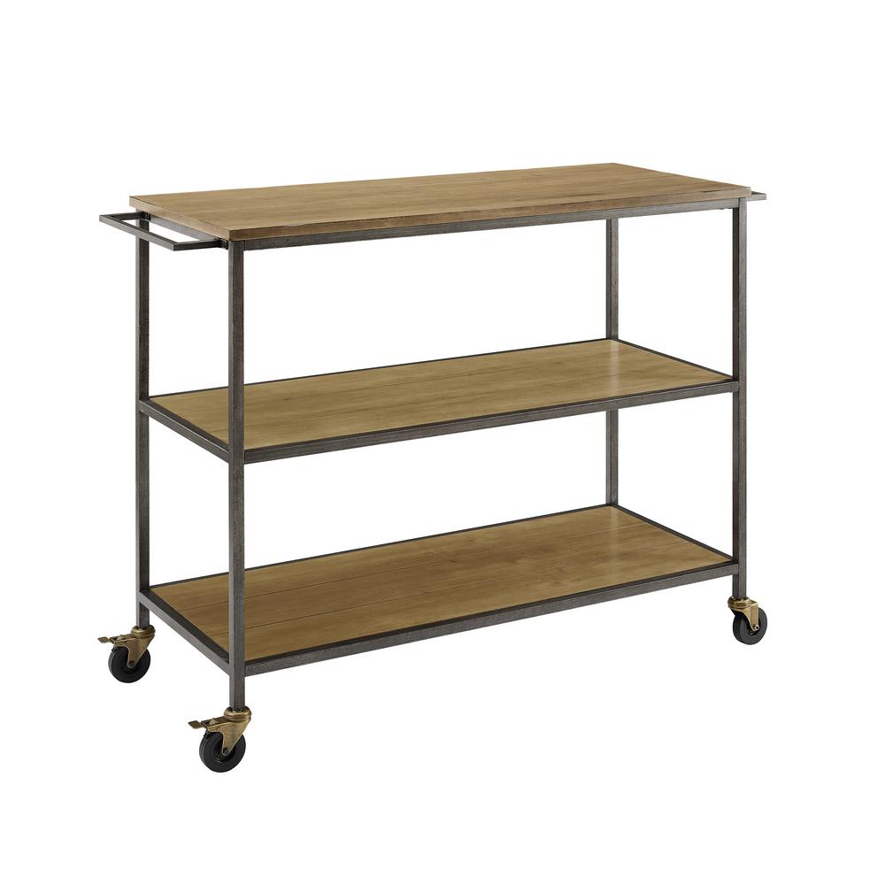 Trinity 24 In Bamboo Kitchen Cart With Drop Leaf TBFLNA 1406 The   Washed Oak Crosley Kitchen Carts Cf3022 Wo 64 145 