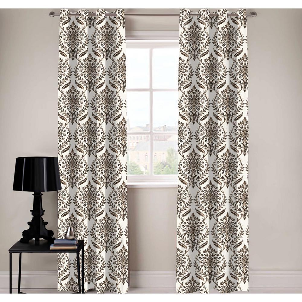 Window Curtain Treatment Eva Damask Organic Cotton Drapery Brown Decor