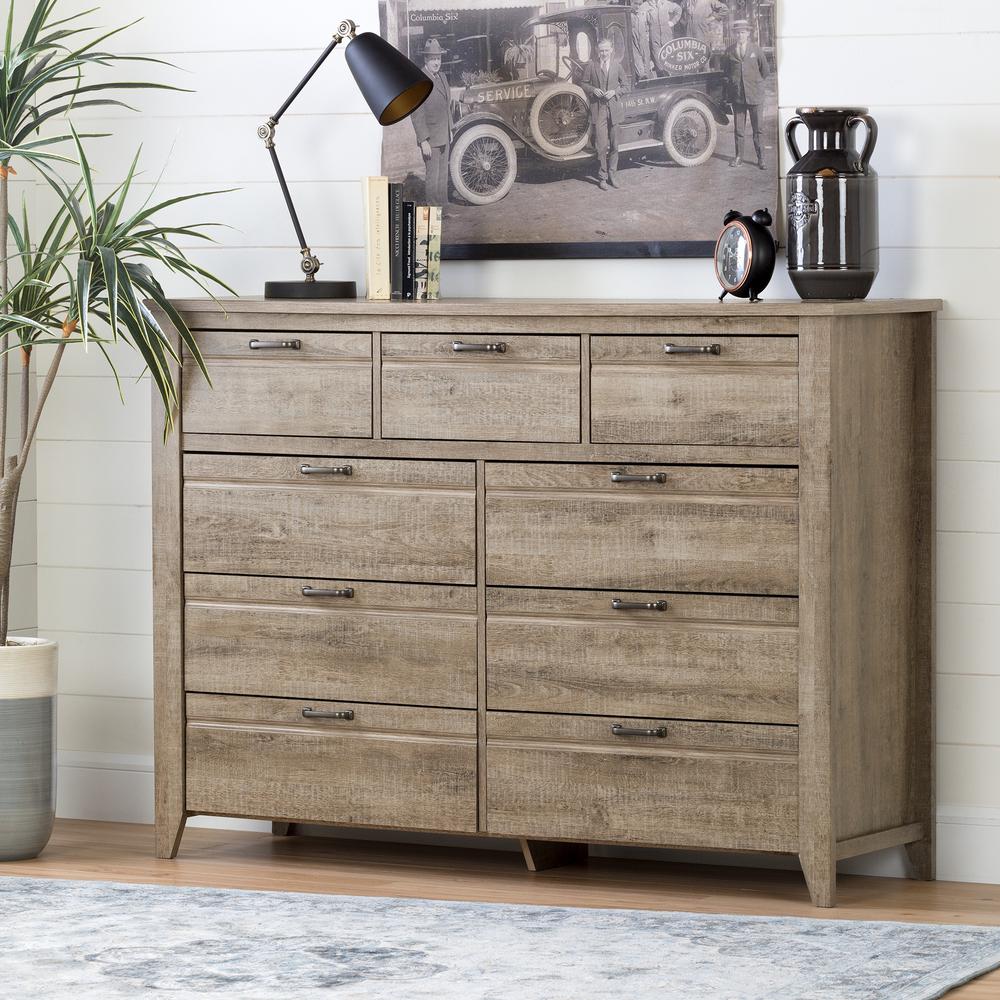 South Shore Munich 6 Drawer Weathered Oak Dresser 10491 The Home
