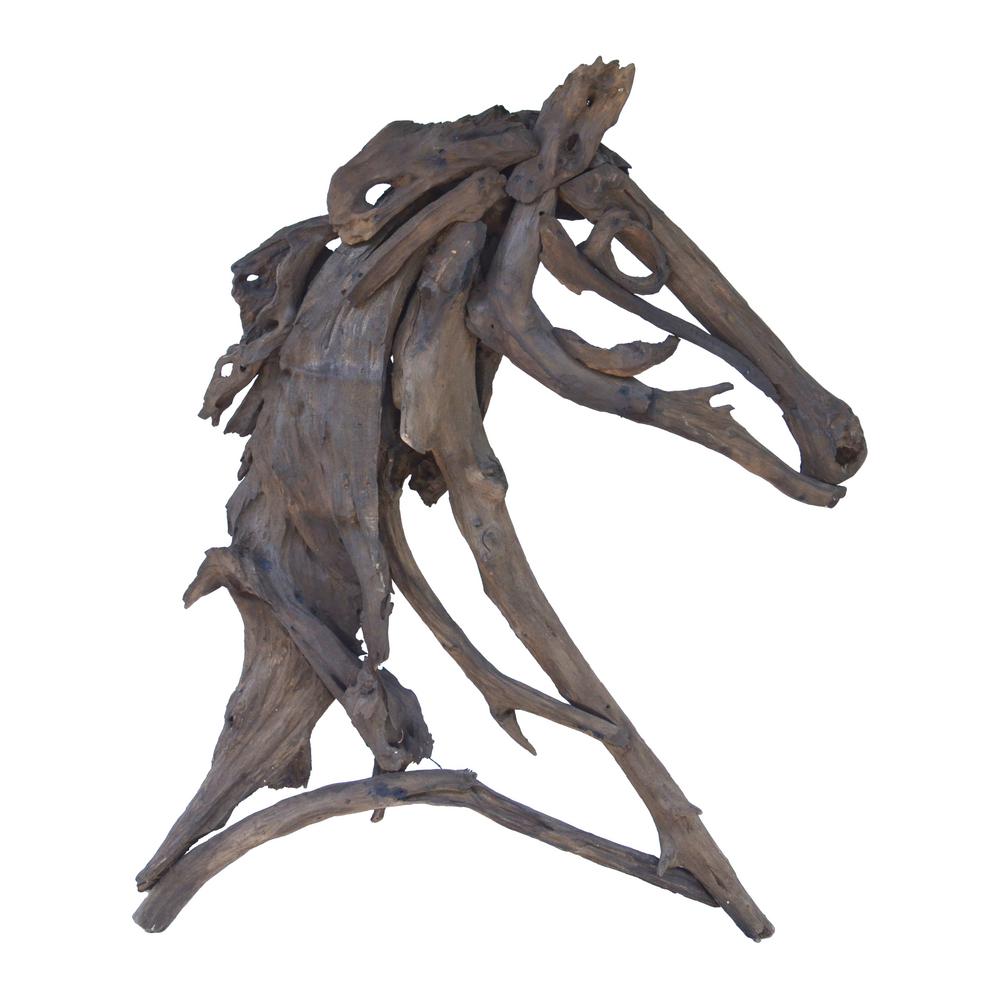 A B Home Teak Branches Weathered Teak Equus Figure 0654 The Home Depot