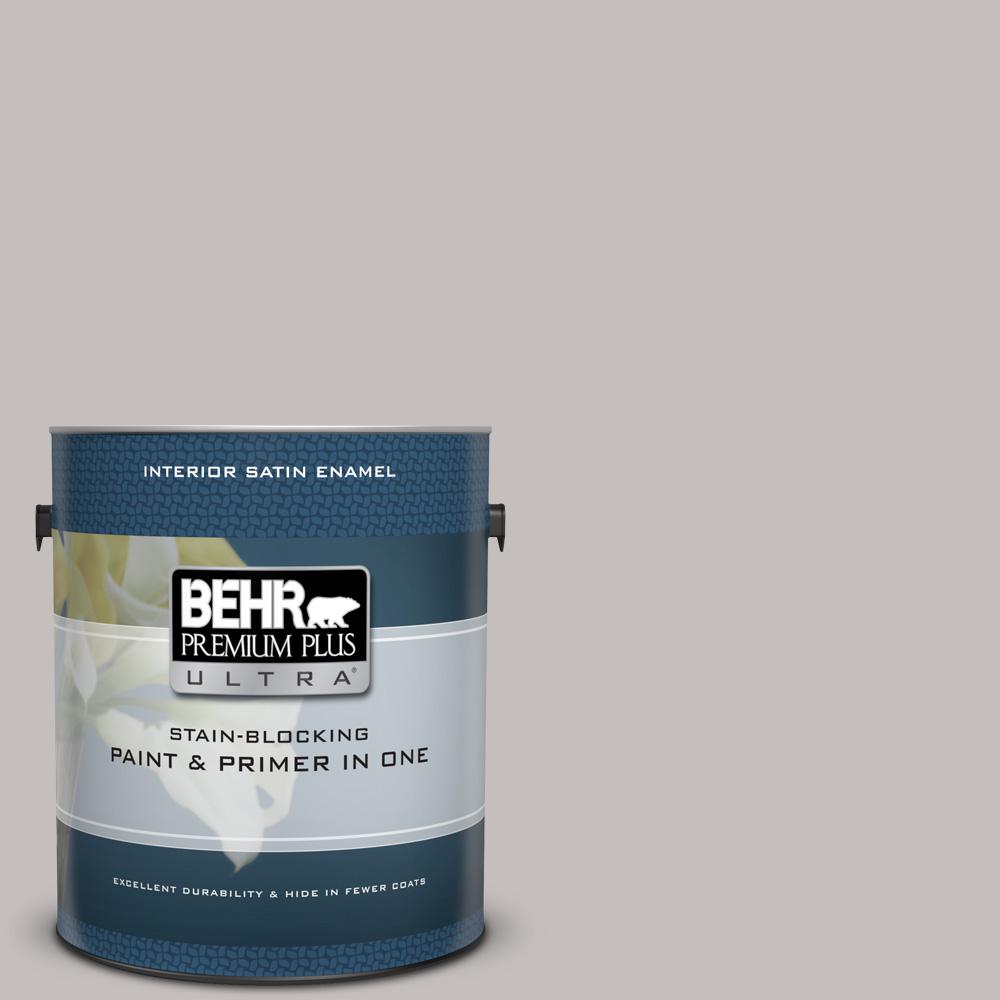 BEHR Premium Plus Ultra 1 Gal. #PPU18-10 Natural Gray Satin Enamel ...