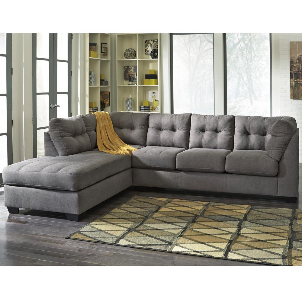 Flash Furniture Benchcraft Maier Charcoal Microfiber Sectional With Flash Furniture Benchcraft Maier Charcoal Microfiber Sectional With Left Side Facing Chaise