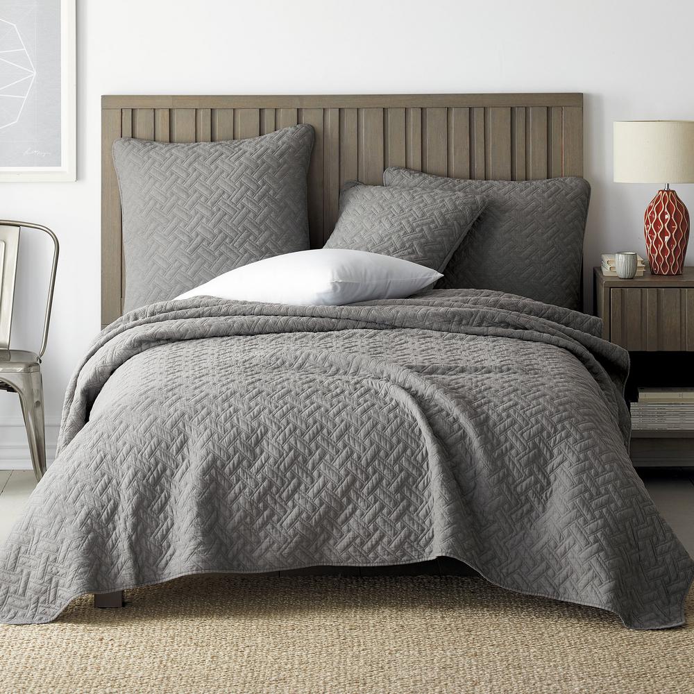 The Company Store Hunter Gray Solid Cotton Twin Coverlet-50320Q-T-GRAY ...