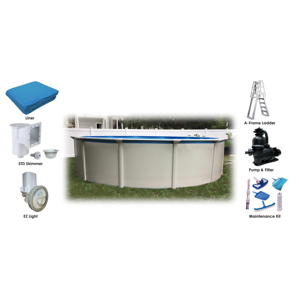 Bali 24 Ft Round X 52 In Deep Steel Wall Above Ground Pool Deep Steel Wall Above Ground Pool Essential
