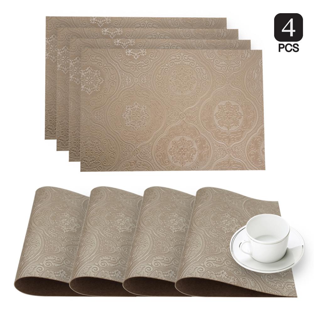 Dainty Home Hyde Park Latte Faux Leather Placemat (Set of 4)-4HPPMLA ...