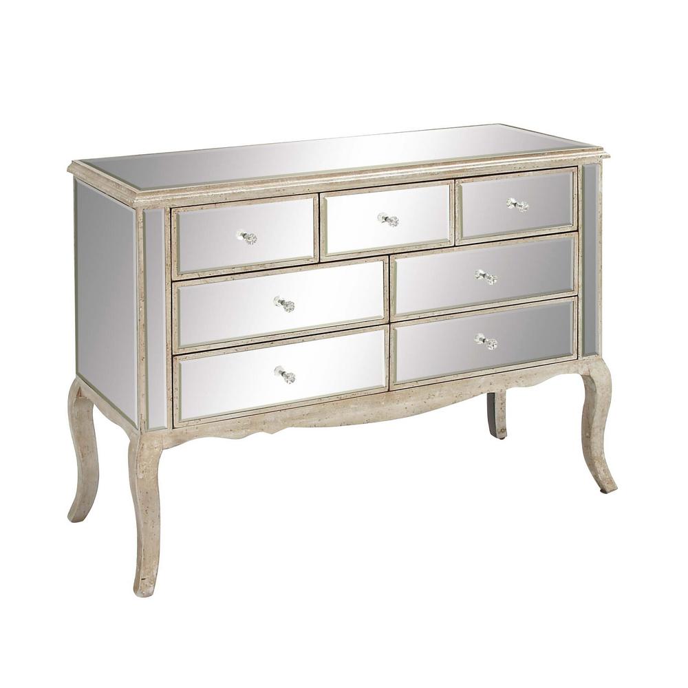 Litton Lane 44 In X 34 In Rectangular 7 Drawer Wood And Mirrored
