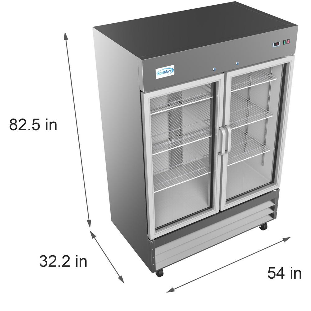 5 glass door reach in cooler