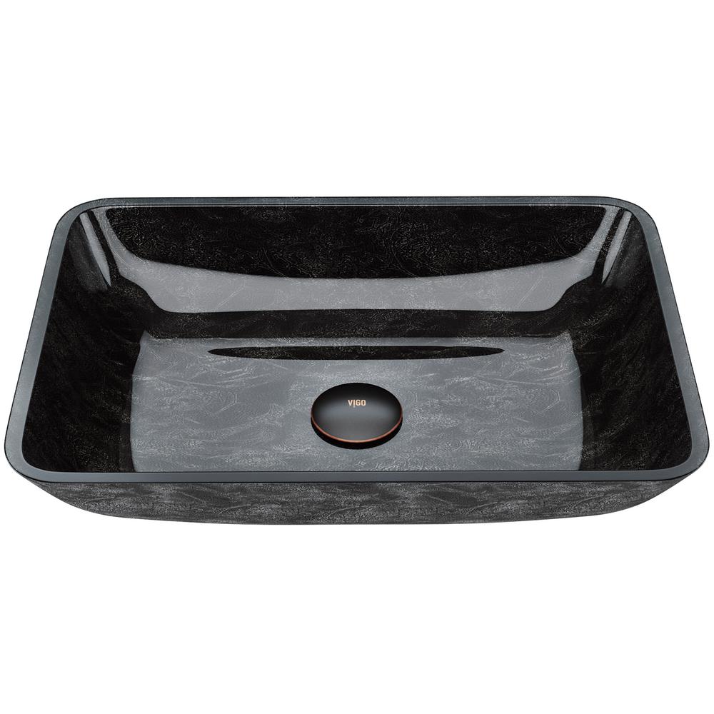 Vigo Onyx Handmade Countertop Glass Rectangle Vessel Bathroom Sink In Gray Onyx