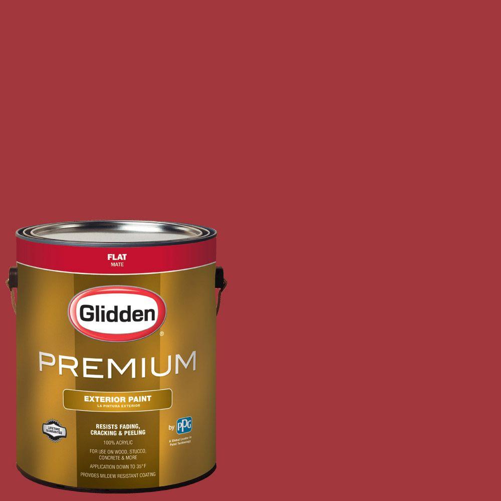 Glidden Premium 1 Gal Hdgr40d Rapture Red Flat Latex Exterior Paint