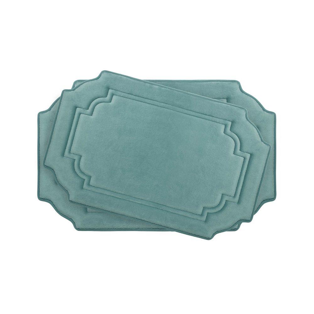 Calypso Marine Blue Memory Foam 2Piece Bath Mat Set
