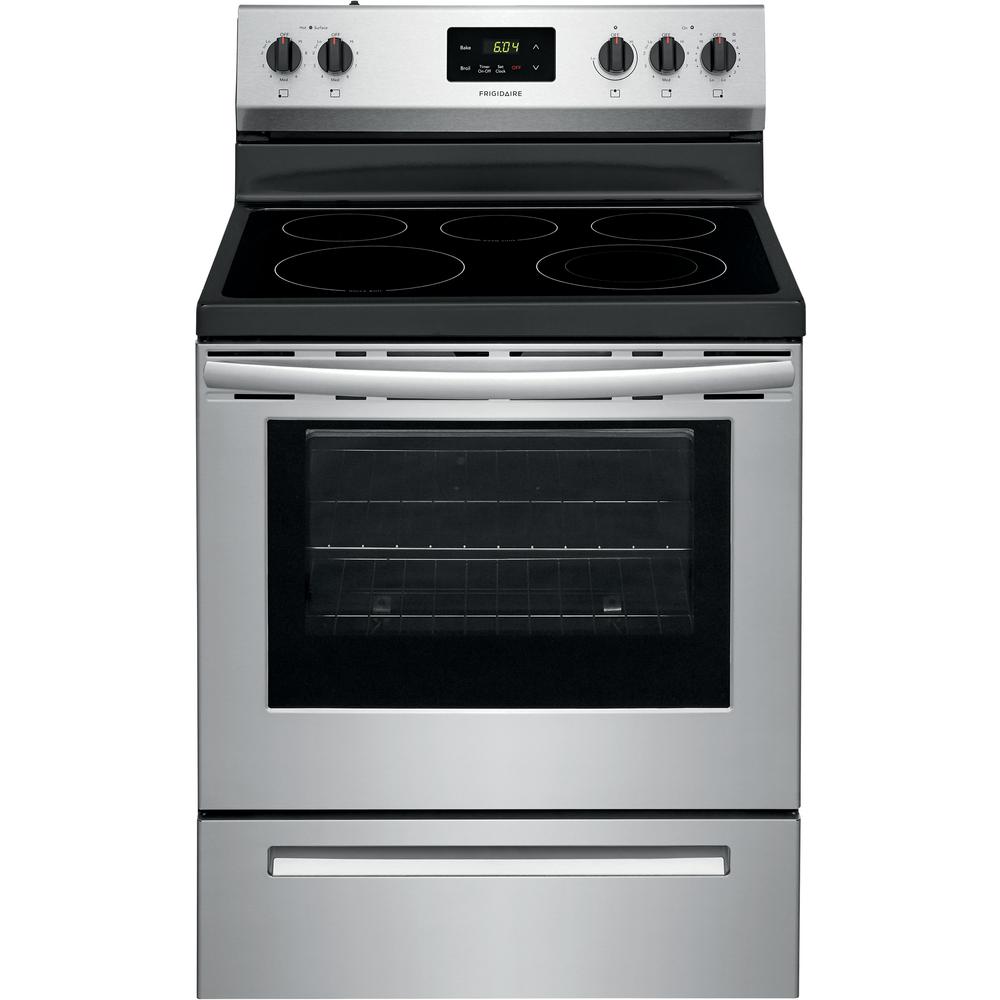 Frigidaire 30 in. 5.3 cu. ft. Rear Control Electric Range in Stainless Steel 30 in. 5.3 cu. ft. Rear Control Electric Range in Stainless Steel