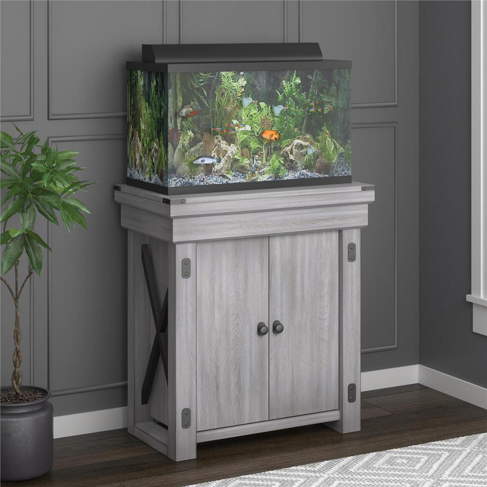 white fish tank stand