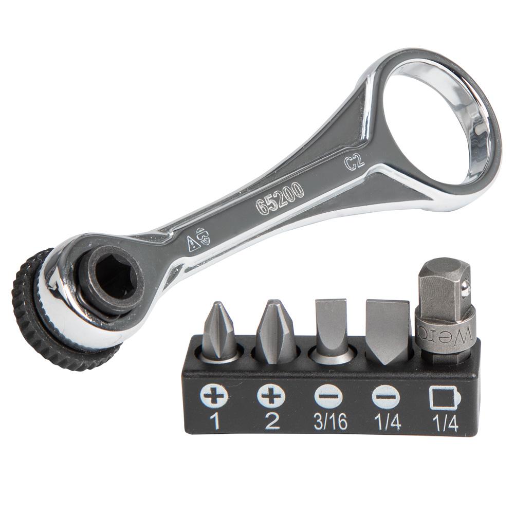 Klein Tools 1/4 in. Drive Electrician's Mini Ratchet with Screwdriver