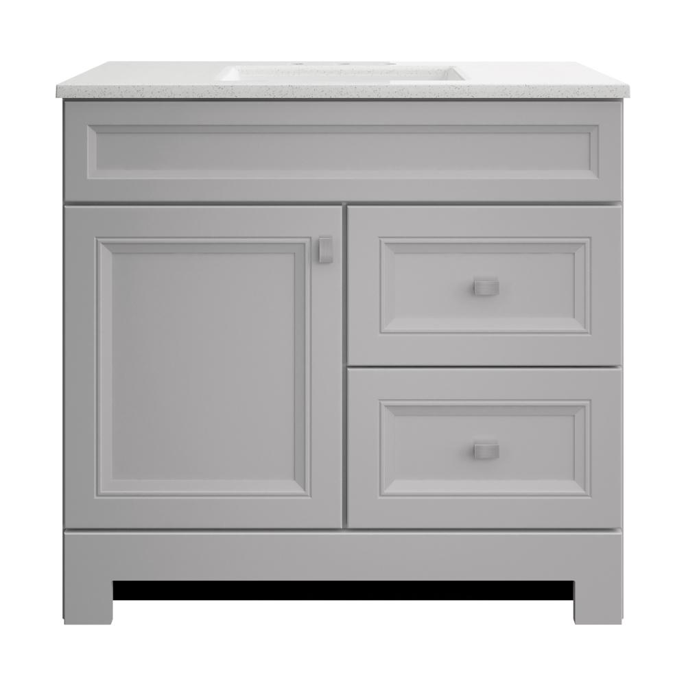 Home Decorators Collection Sedgewood 36 1 2 In W Bath Vanity In Dove Gray With Solid Surface Technology Vanity Top In Arctic With White Sink Pplnkdvr36d The Home Depot