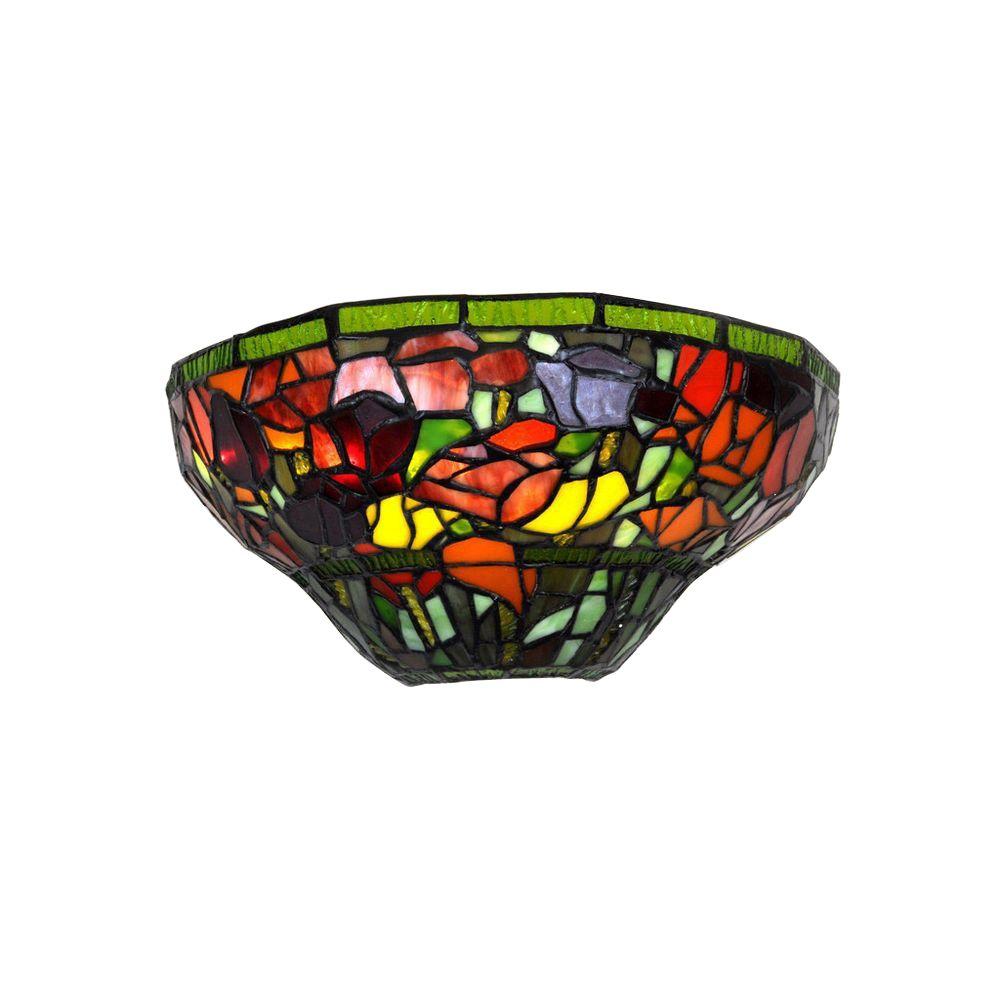 It S Exciting Lighting Stained Glass Half Moon Roses Led Sconce Iel It S Exciting Lighting Stained Glass Half Moon Roses Led Sconce