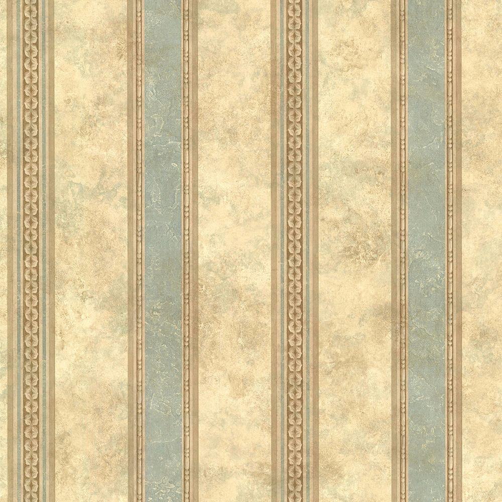Chesapeake Castine Aqua Tuscan Stripe Wallpaper Sample-SRC76191SAM