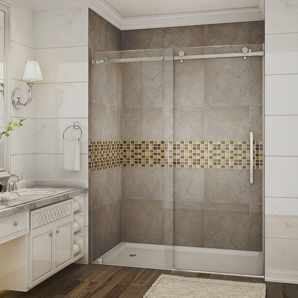 Aston Moselle 60 in. x 75 in. Completely Frameless Sliding Shower Door