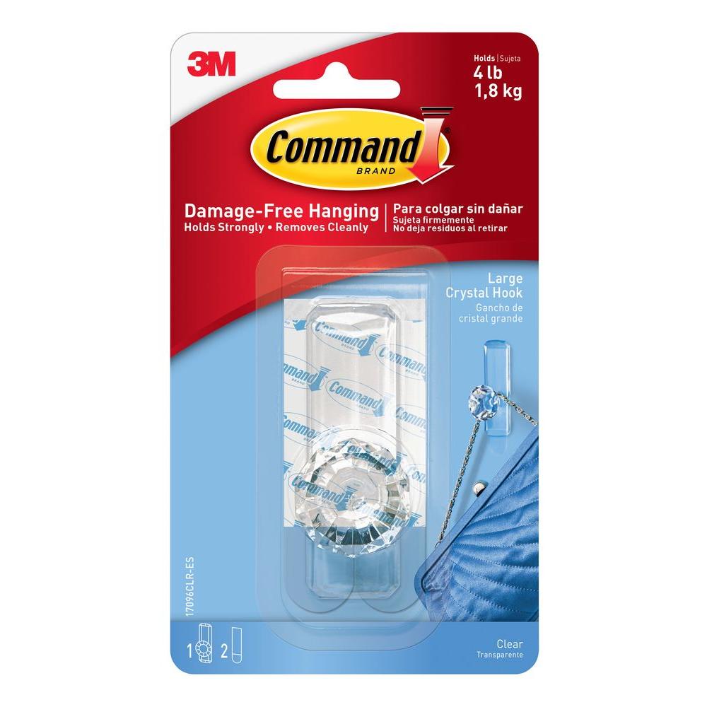 Command Large Clear Crystal Hooks (1-Hook) (2-Adhesive Strips)-17096CLR ...