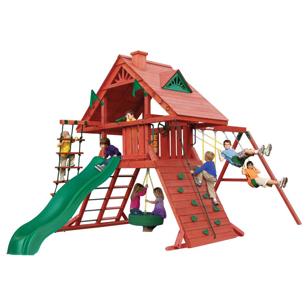Gorilla Playsets Sun Palace I Wooden, Wooden Swing Set With Tire