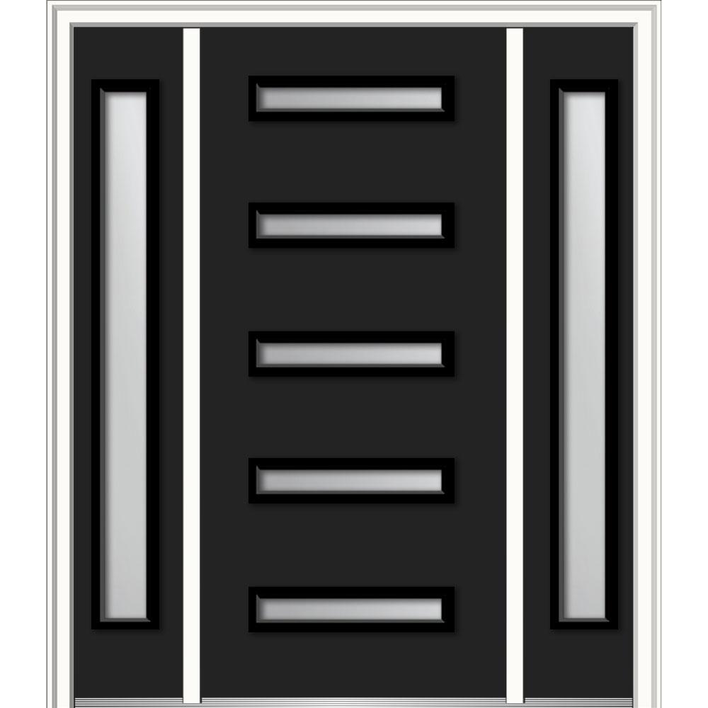 Steel Doors Front The Home Depot 64 In X 80 Davina Right Hand Inswing 5 Lite Frosted