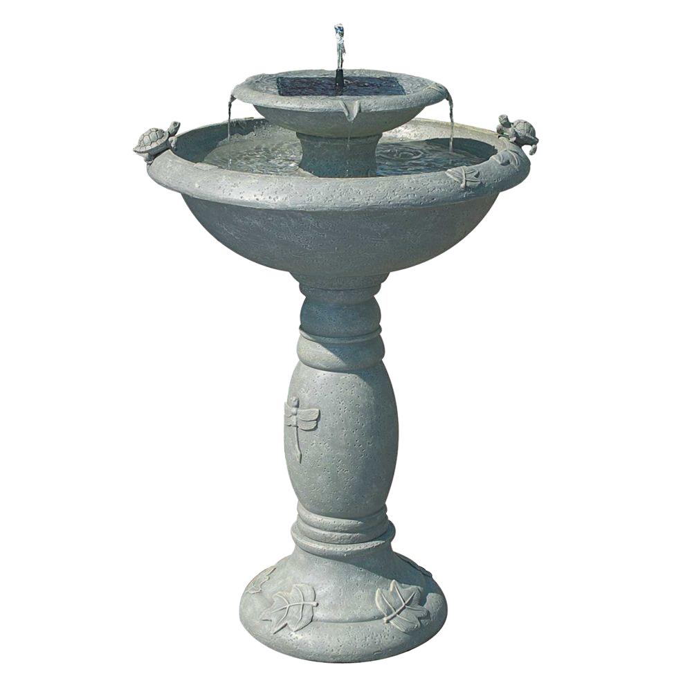 Smart Solar Fountain Two Tier Country Gardens Weathered Stone Patio