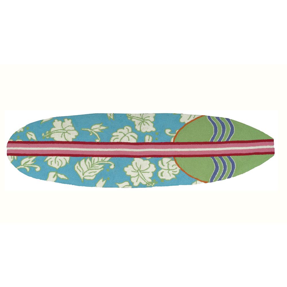 Surfboard Hawaiian Turquoise Multi Colored 2 Ft X 6 Area Rug