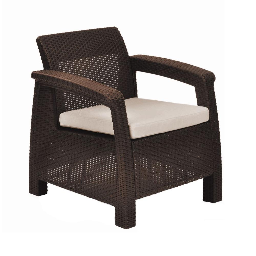 Keter Corfu Brown All Weather Resin Patio Armchair With Tan - Keter Corfu Armchair All Weather Outdoor Patio Garden Furniture Keter Corfu Brown All Weather Resin Patio Armchair With Tan - Keter Corfu Armchair All Weather Outdoor Patio Garden Furniture