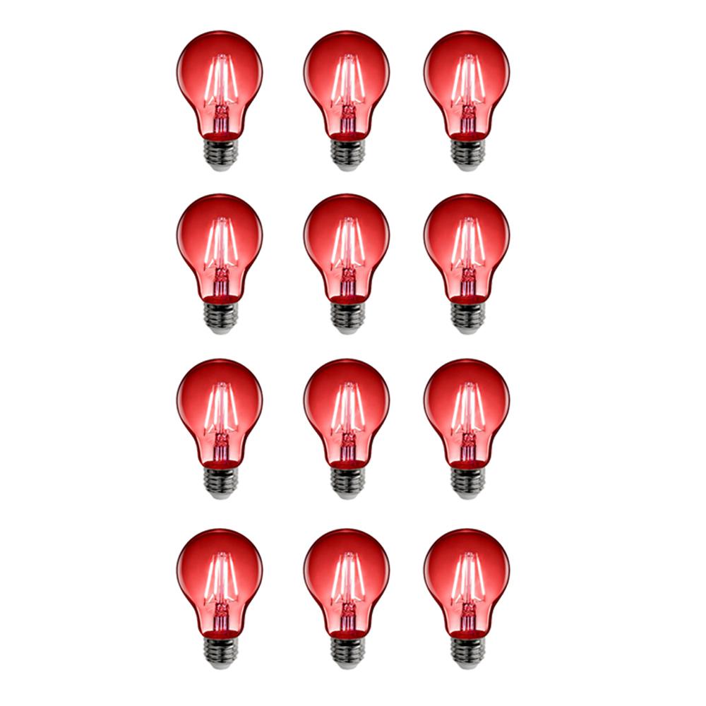 Feit Electric 25W Equivalent Red Colored A19 Dimmable Filament LED   White Feit Electric Colored Light Bulbs A19 Tr Led 12 64 1000 