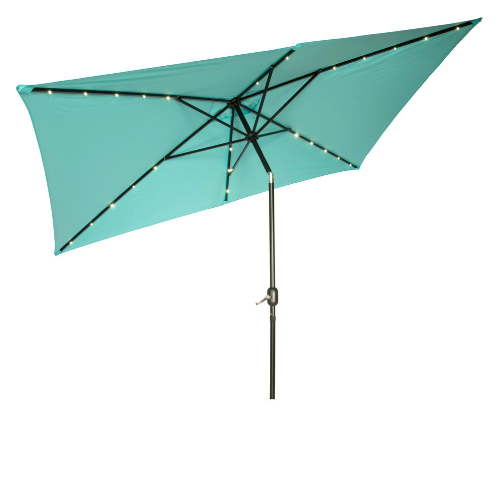 Solar Lighted Patio Umbrellas Furniture The Home Depot 10 Ft X 6 5 Rectangular Market Solar Powered Led Lighted Patio Umbrella In