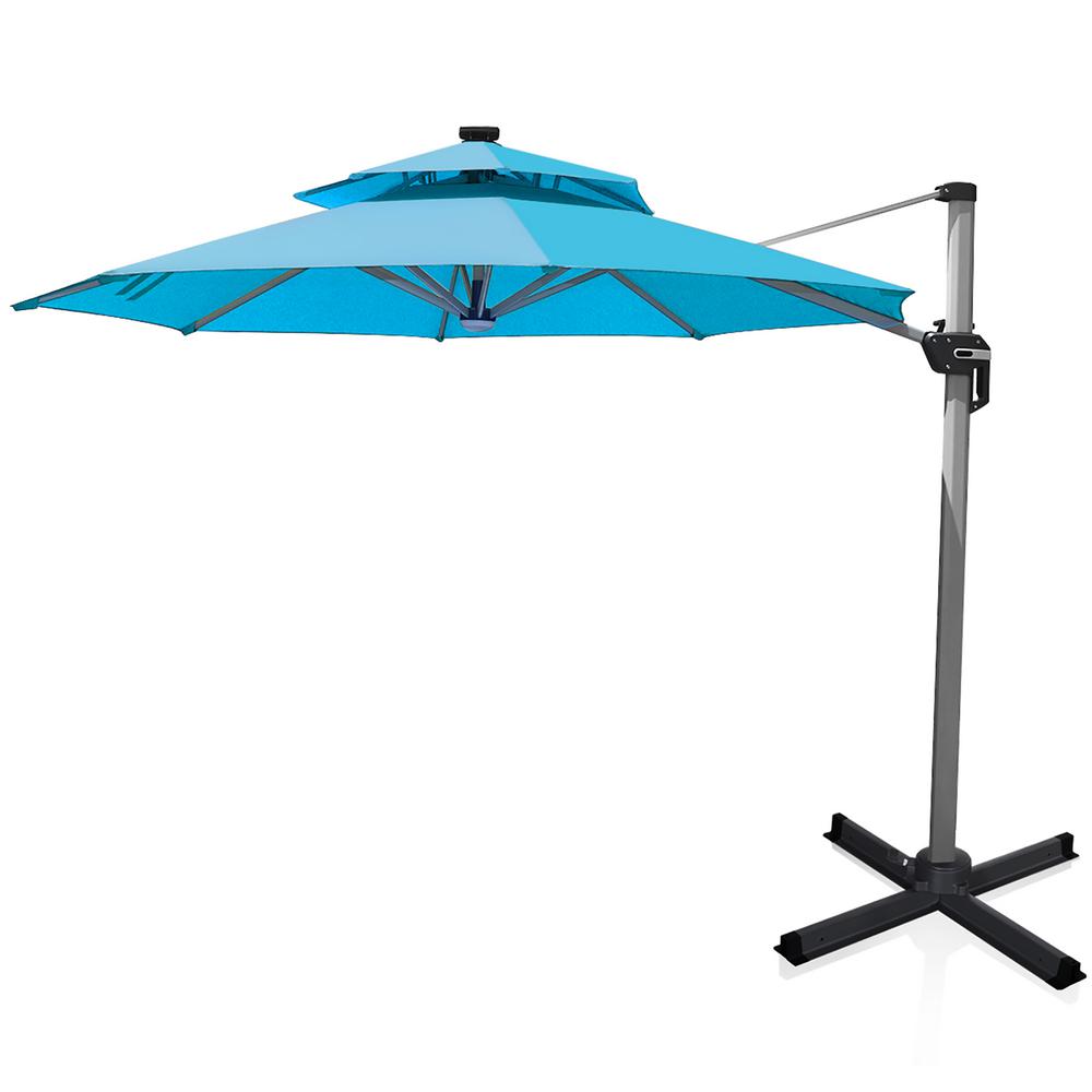 Solar Lighted Patio Umbrellas Patio Furniture The Home Depot